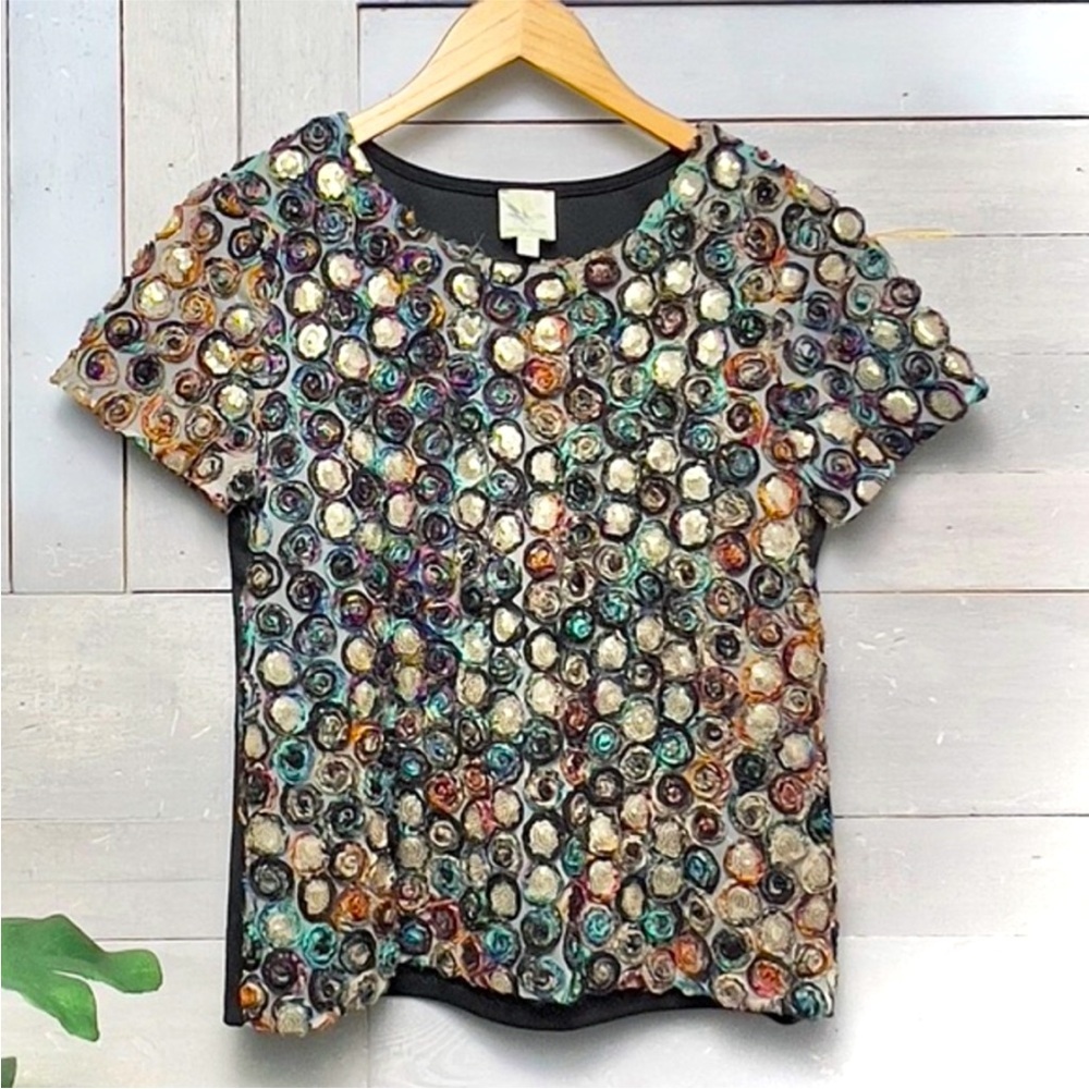 Anthropologie Weston Wear Tooled Roses Blouse
